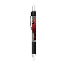 Red Cardinal Bird Writing Ink Ballpoint Pen with Wildlife Nature Design Theme for Stationery Gift or Office and School Supplies