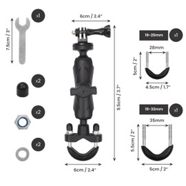 BELLE VOUS Black Motorcycle/Bicycle Camera Mount - 360 Dgreee Rotation Aluminium Handlebar Camera Mount - Bike Holder Mount Compatible for DSLR Camera/Action Camera and Other Accessories