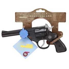J.G.Schrödel 4019151 Junior: Spielzeugpistole für Zündplättchen, Ideal für das Cowboy- oder Polizeikostüm, 100 Schuss, 21 cm, schwarz (401 9151)