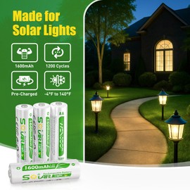 WENJOOP 8 Pack AA Rechargeable Batteries for Solar Lights