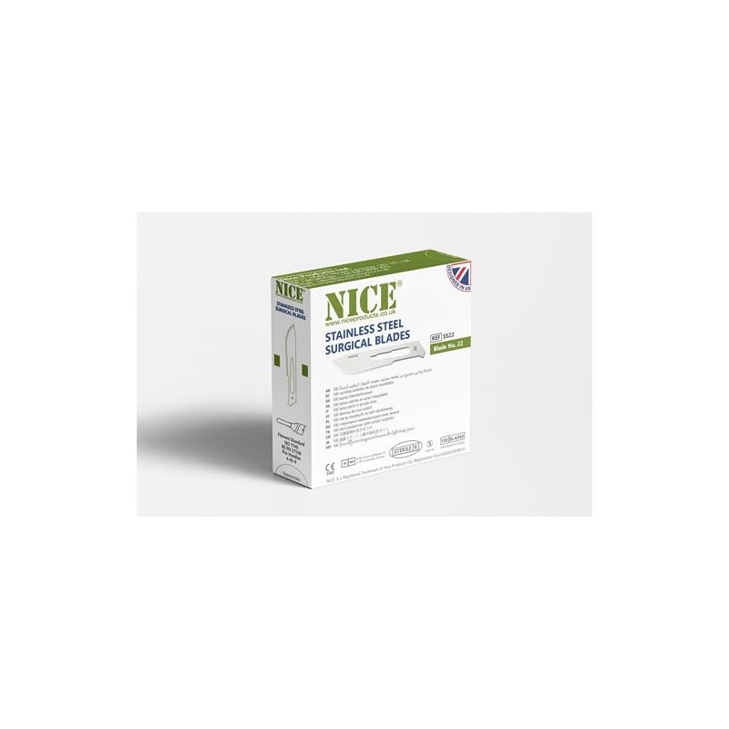 NICE 100 x No.22 Sterile Stainless Steel Surgical Blades SS22