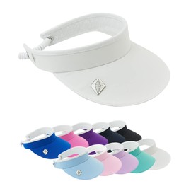Pure Golf Womens Visor | Telephone Wire | Built in Magnet | Hand Enamelled 25mm Ball Marker | Rigid Peak | Multiple Colours | Golf Visor | Tennis Visor (White)