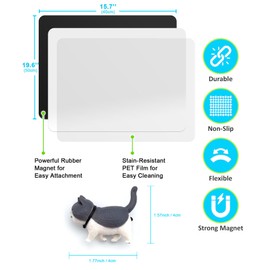 Magnetic Dry Erase Whiteboard, QYYDWN 19.7 * 15.7 INCH Magnetic whiteboard for Fridge, Easy to Write and Clean Dry Erase Board， 8Pack Fun Cat Refrigerator Magnets,Cute Magnets 3D Cat(40.50-2CAT)