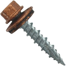 Metal Roofing Screws: (250) 10 x 1" Copper Hex Head Sheet Metal Roof Screw. Self Starting Metal to Wood siding Screws. EPDM Washer. Colored Head