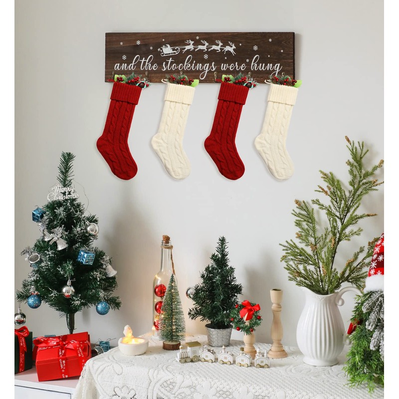 KORMMCO Christmas Stocking Holder, The Stocking were Hung Wood Hanging