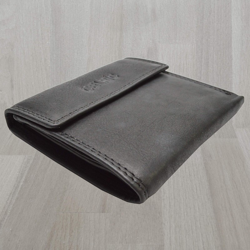 flevado Slim Lightweight Handy Black Men's Genuine Leather Wallet with