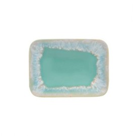 Casafina Ceramic Soap Dish - Taormina Collection, Aqua | Stoneware Bathroom Accessories | Quality Bath Decor | 5.25'' x 3.75'' x 1'',