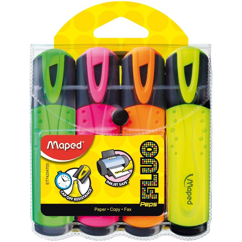 Maped Highlighter - Assorted Colours (Pack of 4), 742547
