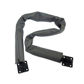 QCAA Extra Heavy Storm Door Chain Check, 32" Length, Solid Brass Bracket Matte Black, 304 Stainless Steel Hook, Grey Textured Vinyl Cover, 1 Pack, Made in Taiwan