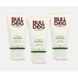 Bulldog Mens Skincare and Grooming Original Face Wash with Aloe, Camelina & Green Tea, 5 Fl. Oz. - Pack of 3