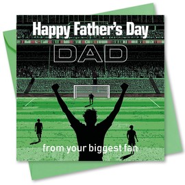 Father's Day Card. Football Fan Design. Card with Envelope. 150x150mm when folded.