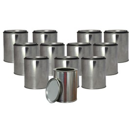 Air Sea Containers | 1 Quart Interior Grey Epoxy Lined Metal Paint Can | Lid w/o Ears & Handle | Ideal for Storing or Shipping Paint and Other Materials | Outer Dimensions: 4-1/4" x 5" (12)