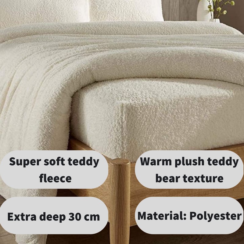 Olivia Rocco Teddy Fleece Extra Deep Fitted Sheet Cosy Warm