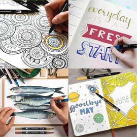 Artoys Children's Felt Tip Pens, 24 Colours, Dual Brush Pen Set, Thick and Thin Tip Brush Pens, Markers, Fineliner for Children and Adults, Mandala Fibre Tip Pens 1-2 mm / Fineliner 0.4 mm