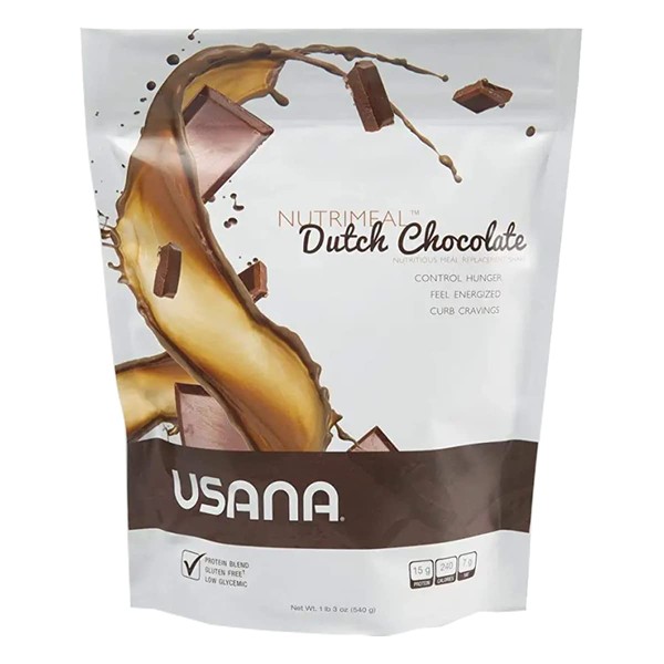 USANA Nutrimeal Meal Replacement Shake - Dutch Chocolate - Non-GMO - Gluten Free - Low Glycemic - 540 Grams - 9 Servings