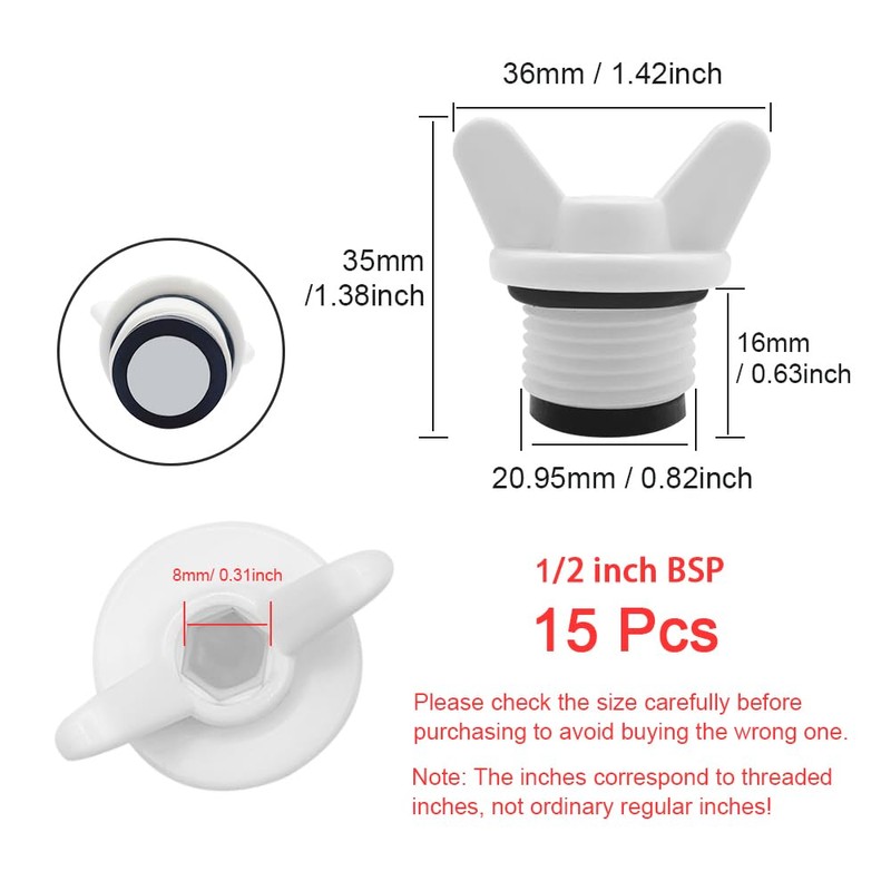 HLIWS Threaded Plug 15 Pieces 1/2 Inch Pipe Plugs Male