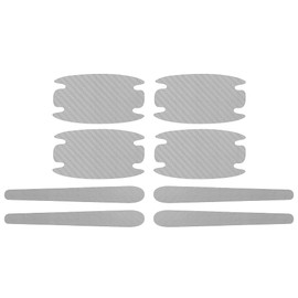 HOPESPANNER Universal 51x89mm Car Door Cup Protector Sticker Anti-Scratches+Auto Door Handle Protective Film 1 Set Silver Tone