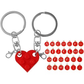 Kit of Llaveros de Pareja en Forma de Corazón Rojo, con 26 Letras Regalo Ideal para Novios, Novias y Amigos, Perfectos para El Día de San Valentín, Día de la Madre, Día del Padre