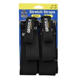 Grizzly Supply 6" (2piece), 9" (2piece), 12" (2piece), 18" (2piece) Black Hook and Loop Stretch Strap