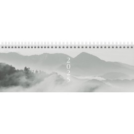 rido/idé Landscape appointment book Young Line (2025) "Cloudy Mountains", 2 pages = 1 week, 297 × 105 mm, 128 pages, graphic cover, grey