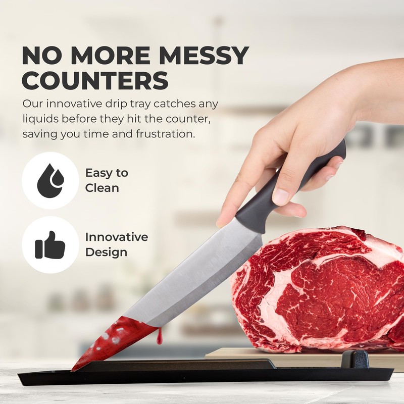 Engenuit USA-Made Kitchen Knife Block with Built-In Drip Tray –