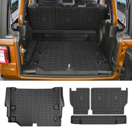 Qyebbk Cargo Liners for 2021-2025 Jeep Wrangler JL Unlimited 4XE 4 Door,Trunk Mat with Seat Back Cover Accessories All Weather Rear Cargo Mat Backrest Protector for 4XE (Not for 4X4 Gas Type)