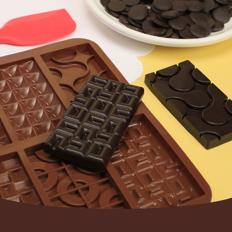 PiiiinkHot Thin Silicone Chocolate Bar Mold | 2-Pack 6-Cavity Break-Apart