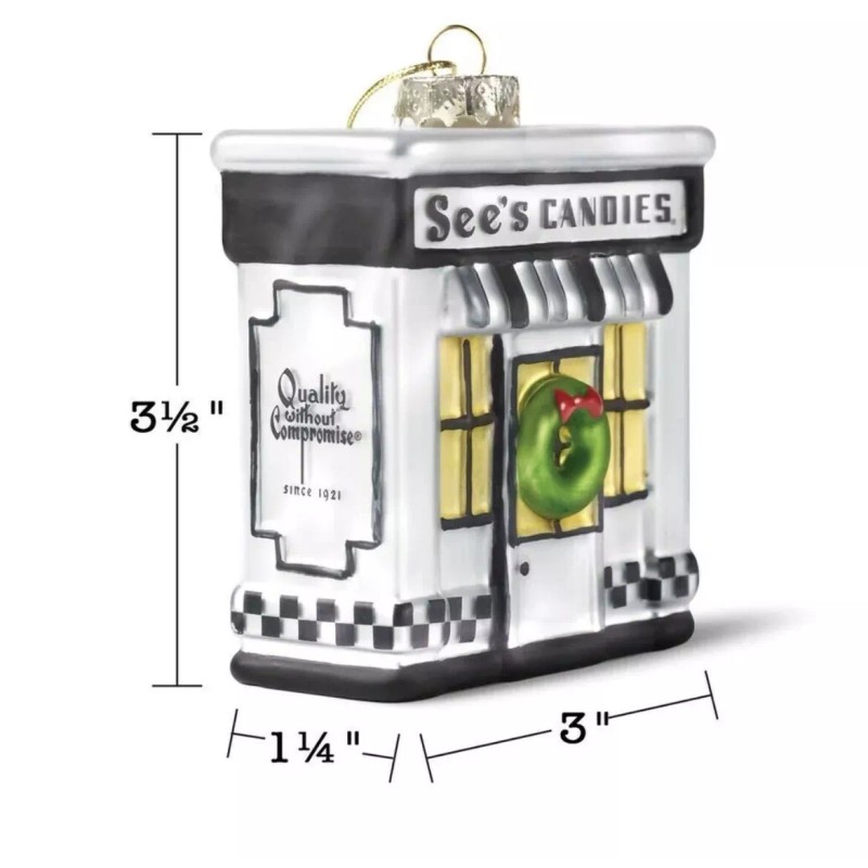 SEE’S Candy Candies 100th Anniversary Limited Edition Glass Holiday Ornament