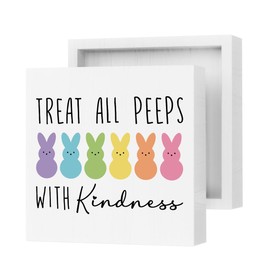 Funny Easter Decorations Bunny Decor Easter Decor Wooden Box Sign Home Farmhouse Office Bedroom Church Decor Rustic Rabbit Wooden Box Block Plaque for Desk Table Bookshelf Tabletop