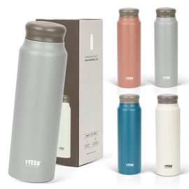 TYESO Water Bottle, Lightweight, Slim, 28.7 fl oz (800 ml), Thermos, Insulated Vacuum Insulated, Stainless Steel, Double Walled Construction, Wide Mouth, Home Office, Adults, Kids, Light Gray