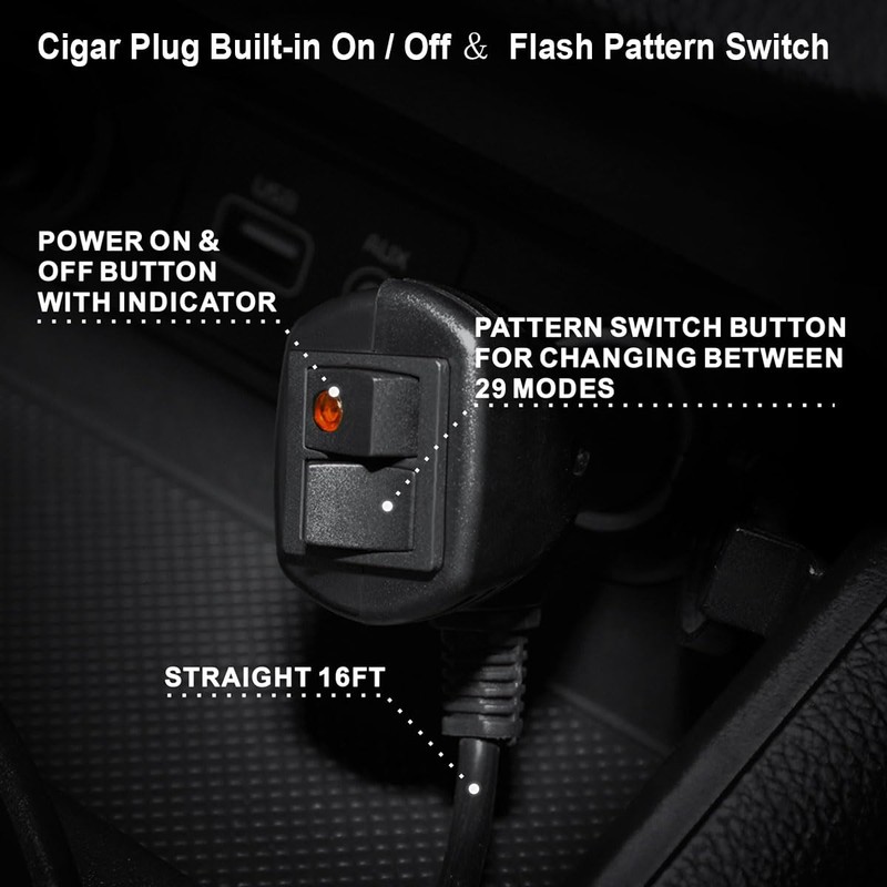 WOWTOU Aluminum Housing Amber White LED Emergency Strobe Dash Light