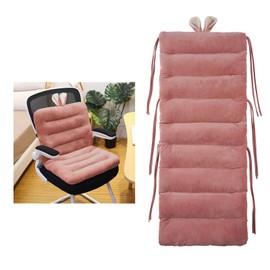 ELFJOY Desk Chair Cushion 100cm Office Chair Cushion Seat Cushion with Back Support Lounger Cushion with Fixing Band (Pink) 100×46cm