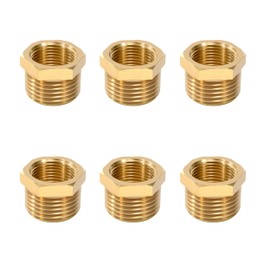 Brass Reducer, 1/2 Inch Male Thread x 3/8 Inch Female Thread Pipe Fitting Reducer with Brass Thread, Brass Hex Bushing for Water Pipe, Air, Oil (Pack of 6)