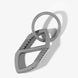 FEGVE Titanium Keychain Integrated Spring Structure Quick Release Carabiner with Key Ring for Outdoor Camping
