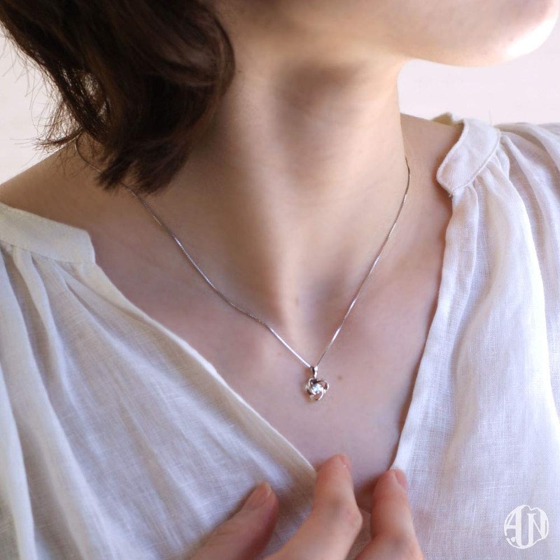 A.UN Jewelry Women's Birthstone Eternity Rose Necklace, Zircon