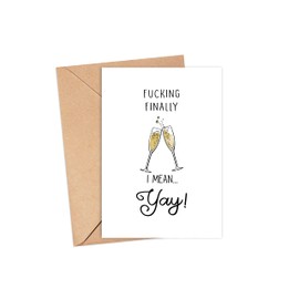Averaze Funny Wedding Card - Congratulations Card - Fucking Finally - Marriage Card - Engagement Cards - Mature Adult Humor 5 x 7 inches