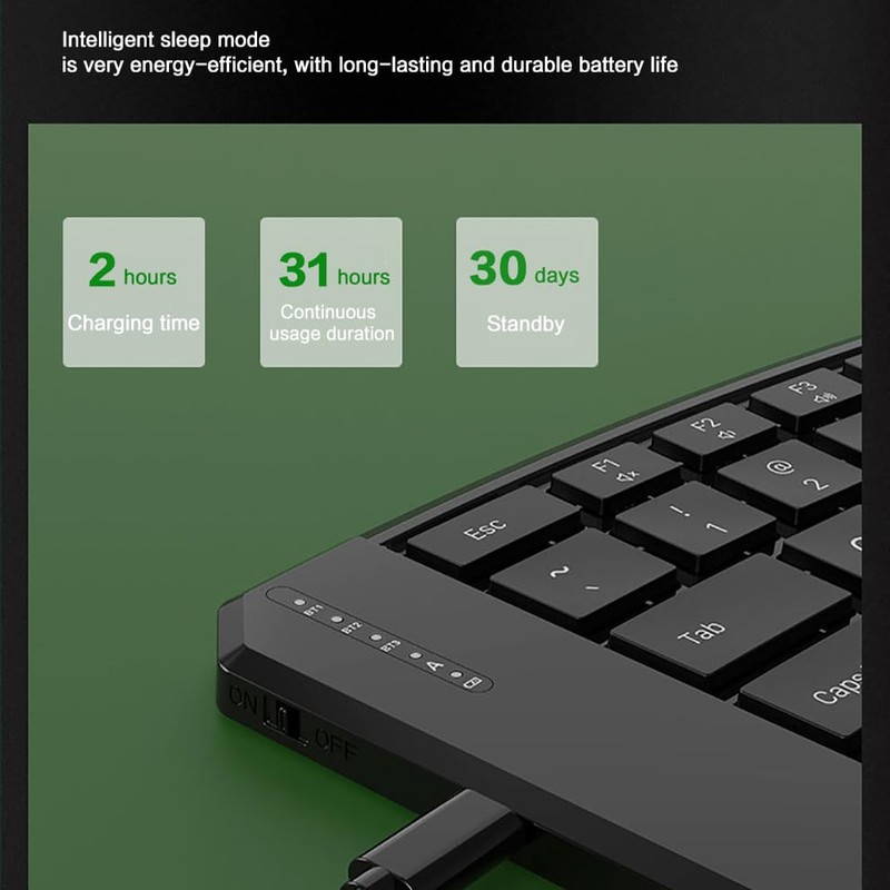 JOMAA Ergonomic Folding Bluetooth Keyboard,Portable Keyboard for Business Travel, for