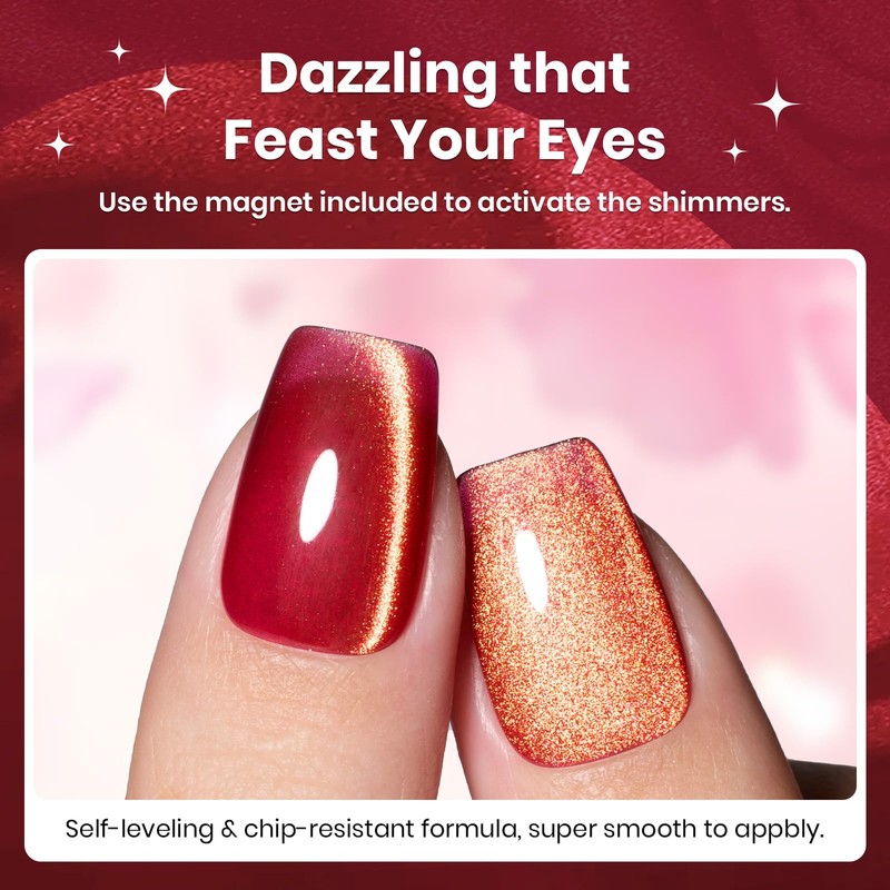 Beetles Red Cat Eye Gel Nail Polish - 15ML Cherry