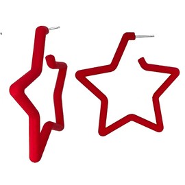 80 90s colorful star hoop earrings Colorful Big Hoop Earrings Retro Neon Earrings Dangle Earrings for Women (STAR red)
