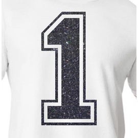 8" Glitter Iron-On Number 1 (One 1) – Large Heat Transfer Number for Jerseys, T-Shirts, Sports Uniforms, Basketball, Football – Style C (Galaxy Black 1)