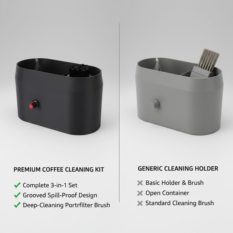AVEQUZL Coffee Portafilter Cleaning Box with Integrated Brush and Scraper