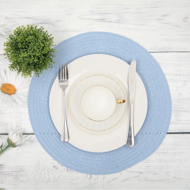 SHACOS Round Braided Placemats Set of 4 Washable 15 inch