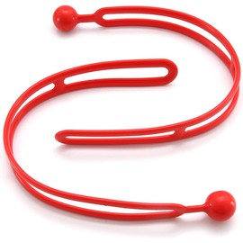 BluBird Rapid Tie Adjustable Strap, 15" Expandable Heavy Duty Indoor Outdoor Ball Ties Cord (UV Resistant, No Recoil Like Bungee Cord, Made in USA) - Red - 10pk
