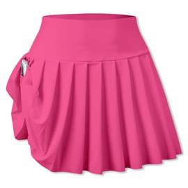SANGTREE - Falda de tenis plisada con bolsillos para mujer, falda de golf atlética de cintura alta, 2 años, talla 4XL de EE. UU, 1# Secado rápido Rosa Rojo, M