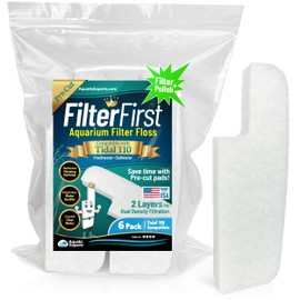 Aquatic Experts Aquarium Filter Floss for Fish Tank Filters - FilterFirst Aquarium Filter Pad - Media for Crystal Clear Water, (6 Pack, Tidal 110 Compatible)