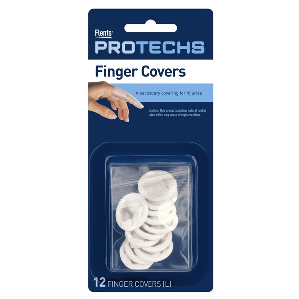 Flents First Aid Finger Covers, 12 Count, Large Protects Finger While Healing From Injury