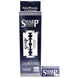 Sharp Titanium Double Edge Razor Blades for Men, Pack of 100