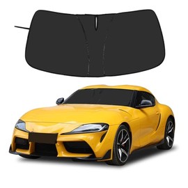 Windshield Sunshade Fit for Toyota Supra GR A90 A91 MK5 2019-2026, Folding Car Sun Shade for Front Window, Auto Sun Protection Visors Blocks UV Rays and Keeps Vehicle Cool (Black)
