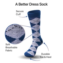 12 Pack Dress Socks for Men- Fancy Argyle and Classic Pattern Dress Socks