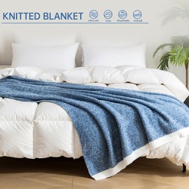 LURKA Fine Knit Throw Blanket - Super Soft Breathable Lightweight Blanket for Couch Bed Sofa (Riverside Blue, Throw(50"x 60"))